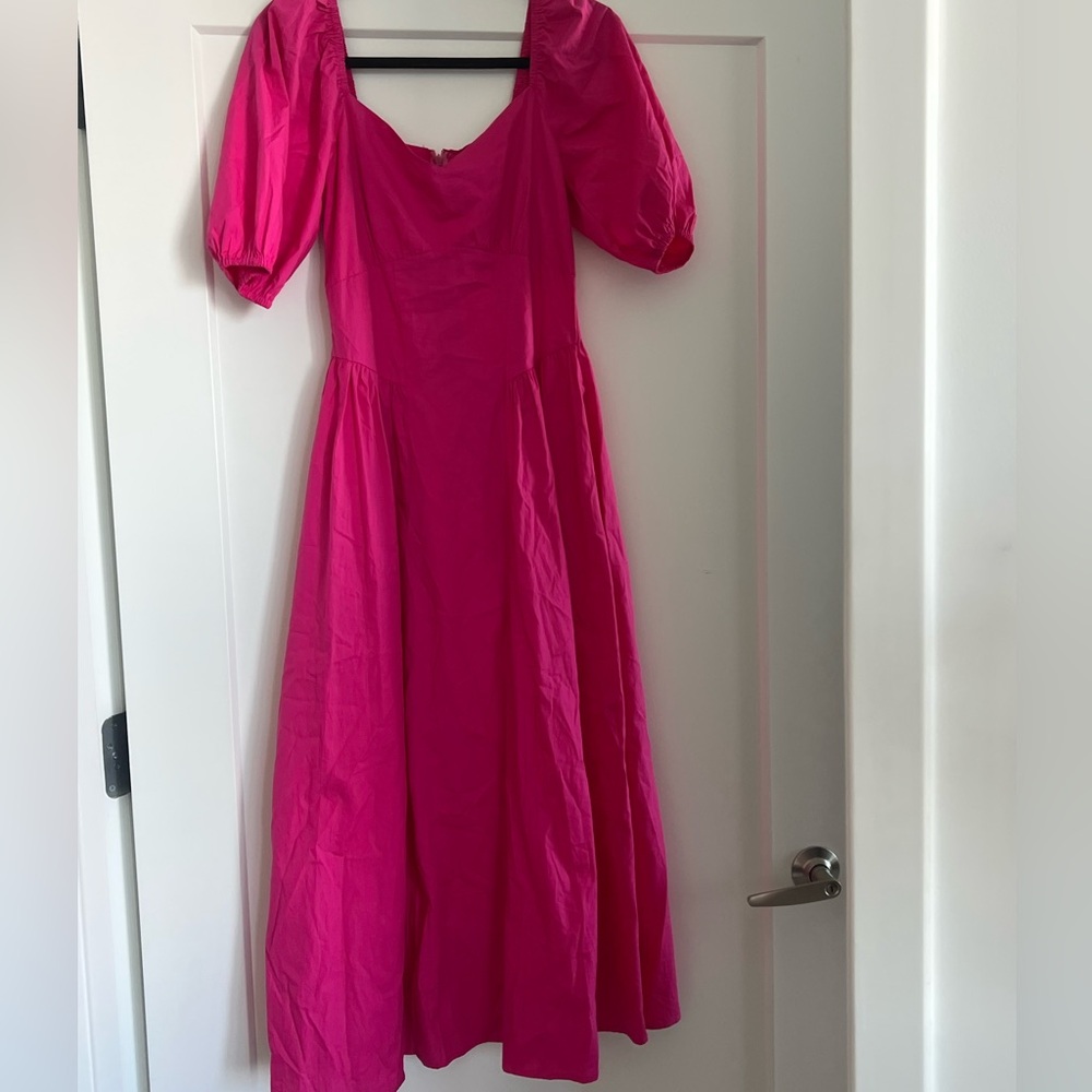 Pink maxi dress with puff sleeves size 6